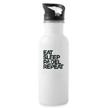 Eat sleep padel repeat 1 - Trinkflasche mit integriertem Trinkhalm - Weiß - Rechts