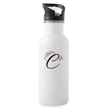 Letter c flowers - Water bottle with straw - white - Right