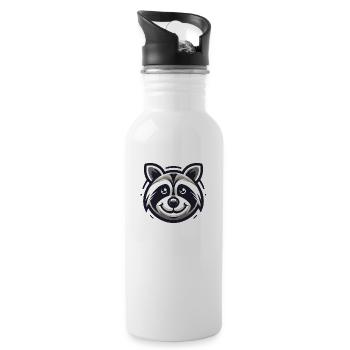 Waschbär Nachtfänger - Trinkflasche mit integriertem Trinkhalm - Weiß - Rechts