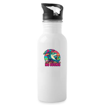 Shark at the Beach in No Worries Cool Mode - Water bottle with straw - white - Right