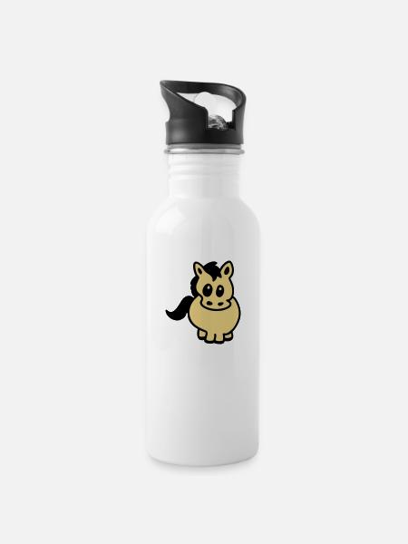 Thick bangs - Water bottle with straw - white