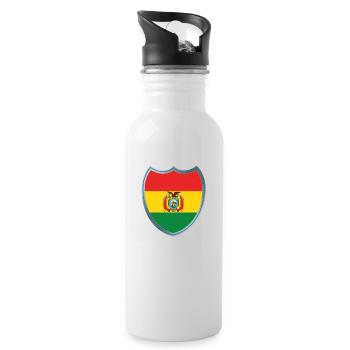 Bolivia (Bolivien_Wappen) - Trinkflasche mit integriertem Trinkhalm - Weiß - Rechts