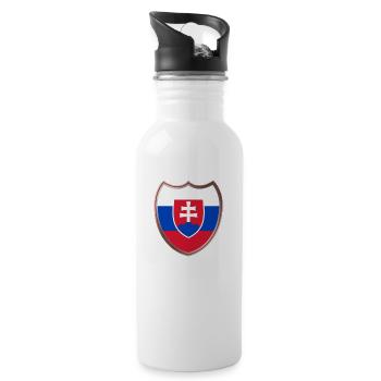 Slovakia (Coat of arms) - Water bottle with straw - white - Right