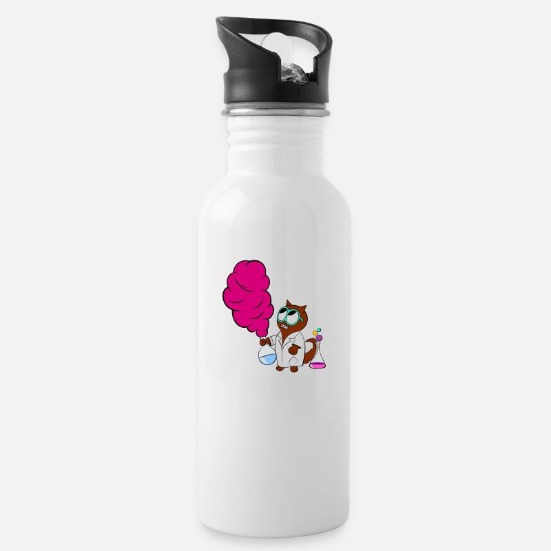 Dr. rer nat. Cat - Trinkflasche mit integriertem Trinkhalm - Weiß