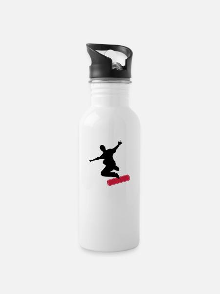 Skater - Water bottle with straw - white