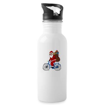 Santa avec le vélo - Gourde avec paille intégrée - blanc - Droite