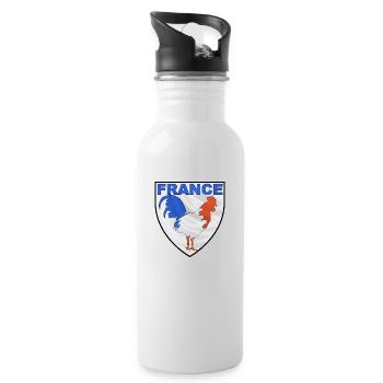 coq_france_design_01 - Gourde avec paille intégrée - blanc - Droite