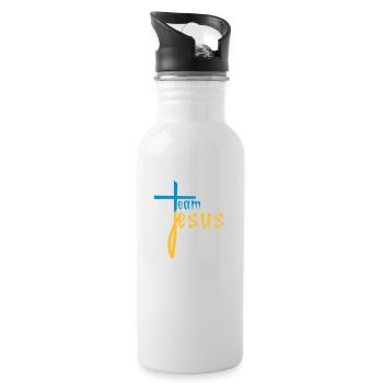 friends team crew jesus cross christ christ kath - Water bottle with straw - white - Right