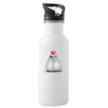 Penguin love - Trinkflasche mit integriertem Trinkhalm - Weiß - Rechts