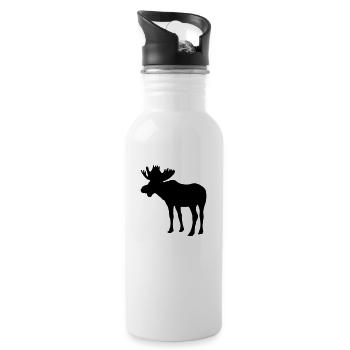 Elch - Moose - Elk - Trinkflasche mit integriertem Trinkhalm - Weiß - Rechts
