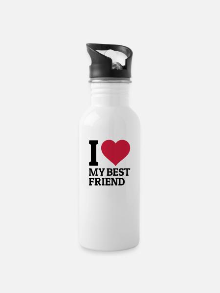 I love my best friend - Gourde avec paille intégrée - blanc