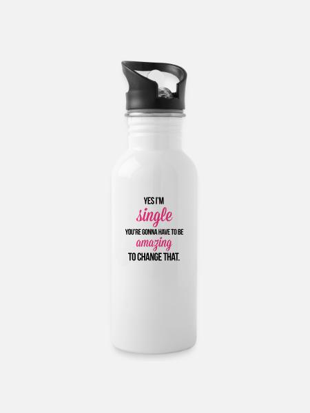 Single - Trinkflasche mit integriertem Trinkhalm - Weiß