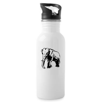 African Elephant - Trinkflasche mit integriertem Trinkhalm - Weiß - Rechts