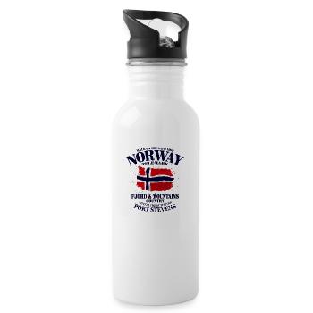Telemark Norway - Vintage Flag - Trinkflasche mit integriertem Trinkhalm - Weiß - Rechts