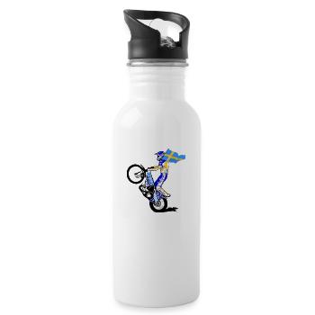 Speedway Driver - Sweden - Trinkflasche mit integriertem Trinkhalm - Weiß - Rechts