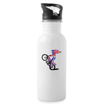 Speedway Driver - United Kingdom - Trinkflasche mit integriertem Trinkhalm - Weiß - Rechts