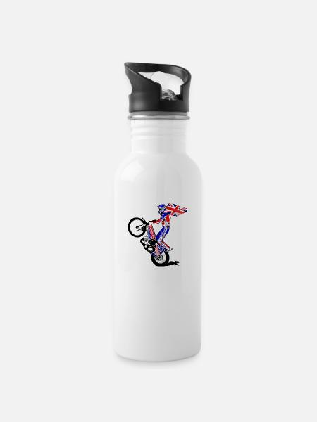 Speedway Driver - United Kingdom - Water bottle with straw - white