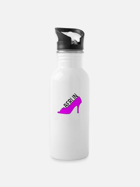 Berlin - Trinkflasche mit integriertem Trinkhalm - Weiß