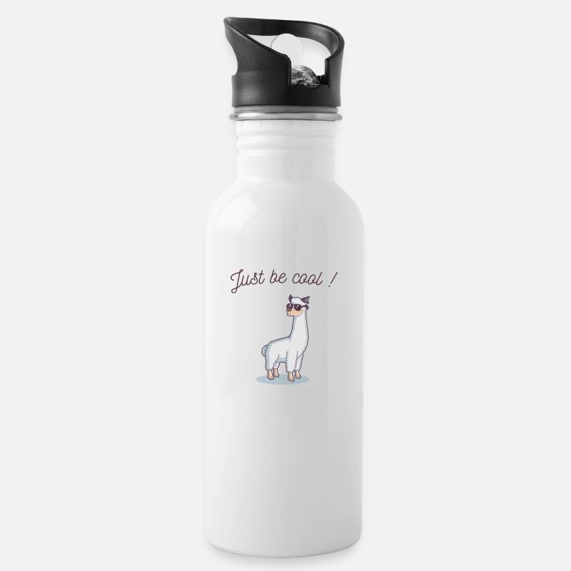 Just be cool! Cool llama - Water bottle with straw - white