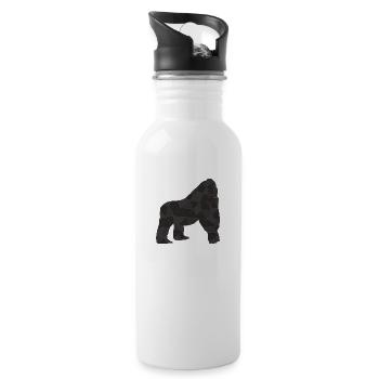 Silberrücken | Gorilla - Trinkflasche mit integriertem Trinkhalm - Weiß - Rechts