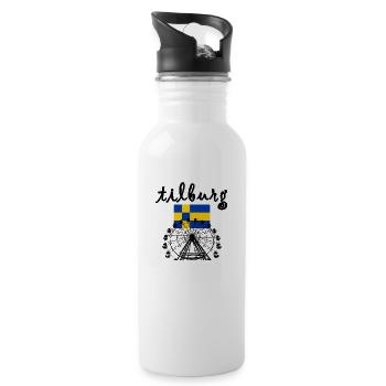 tilburg fair, Ferris wheel with flag - Water bottle with straw - white - Right