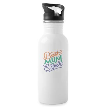 Beste Mama | Muttertag - Trinkflasche mit integriertem Trinkhalm - Weiß - Rechts