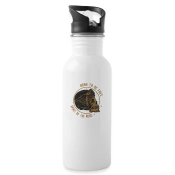 Kopf des Todes Motorrad Totenkopf Totenkopf Logo Biker - Trinkflasche mit integriertem Trinkhalm - Weiß - Rechts