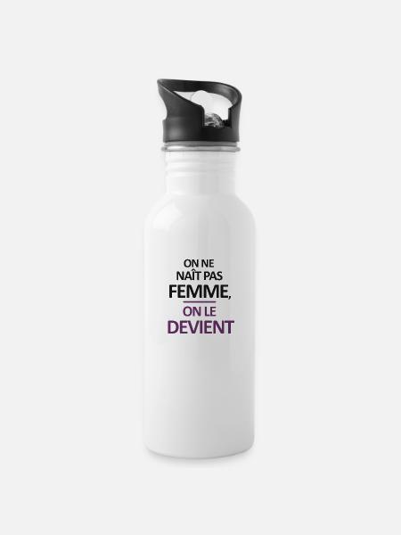 On ne naît pas femme, on le devient - Gourde avec paille intégrée - blanc