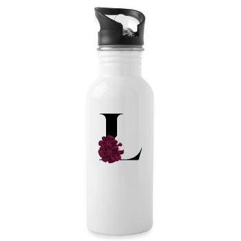 Buchstabe L blühend - Trinkflasche mit integriertem Trinkhalm - Weiß - Rechts