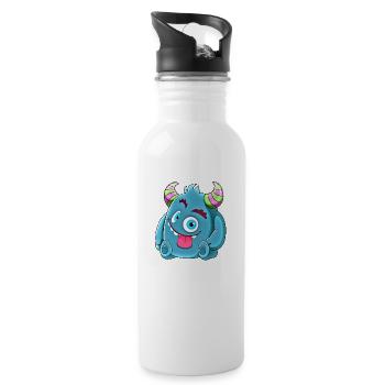 Little cute funny monster No.7 - Water bottle with straw - white - Right
