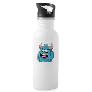 Little cute funny monster No.47 - Water bottle with straw - white - Right