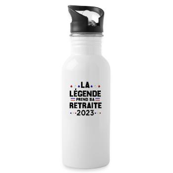 Retraite 2023 Cadeau Humour Personnalisé - Gourde avec paille intégrée - blanc - Droite