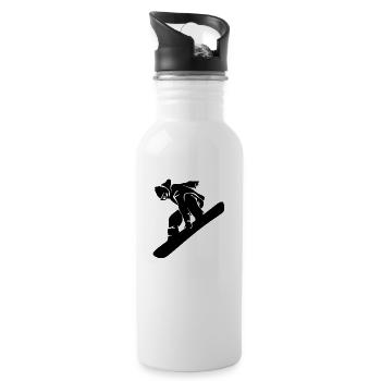 Snowboard Snowboarder - Trinkflasche mit integriertem Trinkhalm - Weiß - Rechts