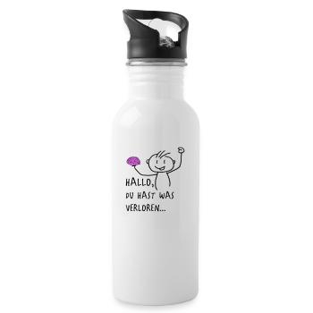 verlorenes Hirn - Trinkflasche mit integriertem Trinkhalm - Weiß - Rechts