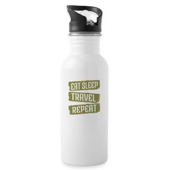 sea happy hiking vacation humor couple retirement - Trinkflasche mit integriertem Trinkhalm - Weiß - Rechts