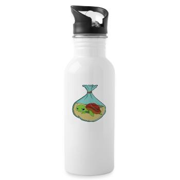 Turtle Climate Change Pollution - Water bottle with straw - white - Right
