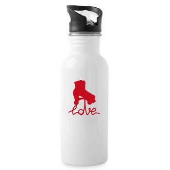 Roller love - Gourde avec paille intégrée - blanc - Droite