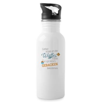 Lieber Einen An Der Waffel, Als Gar Nichts - Trinkflasche mit integriertem Trinkhalm - Weiß - Rechts