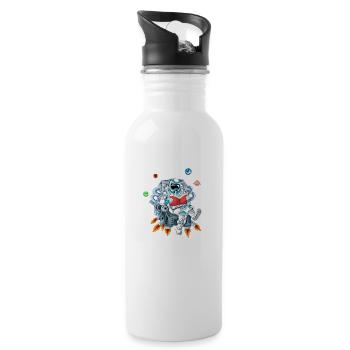 astronaut reading - Water bottle with straw - white - Right