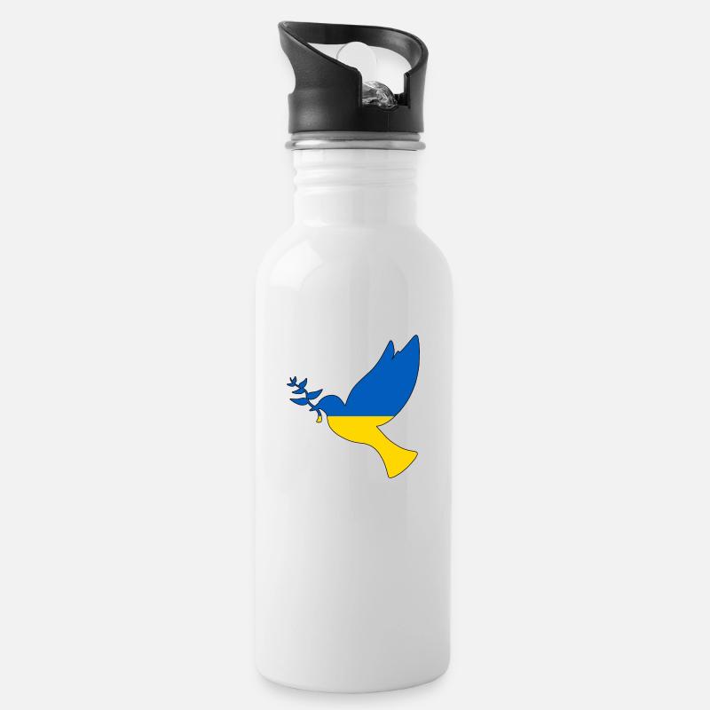 frieden für ukraine - Trinkflasche mit integriertem Trinkhalm - Weiß