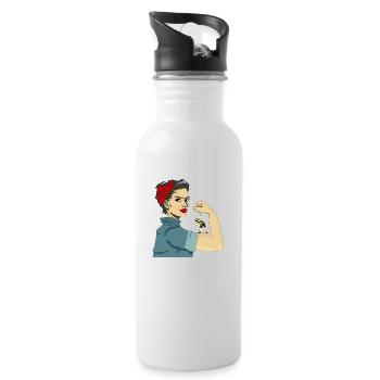 STRONG WOMEN - Water bottle with straw - white - Right
