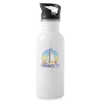 Segelboot - Trinkflasche mit integriertem Trinkhalm - Weiß - Rechts