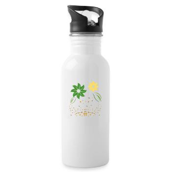 Fleurs automnales - Gourde avec paille intégrée - blanc - Droite