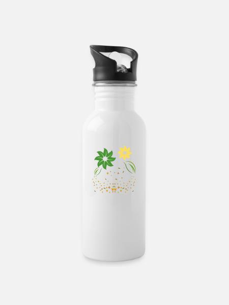 Fleurs automnales - Gourde avec paille intégrée - blanc