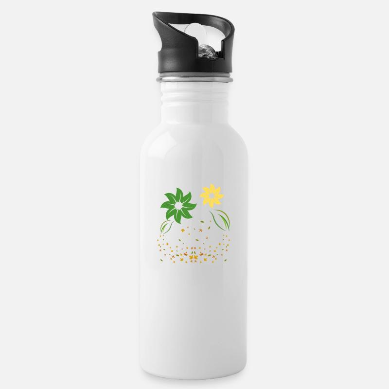 Fleurs automnales - Gourde avec paille intégrée - blanc
