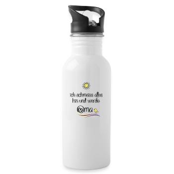 Oma werden - Trinkflasche mit integriertem Trinkhalm - Weiß - Rechts