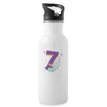 7th Birthday (7-year gift) - Water bottle with straw - white - Right