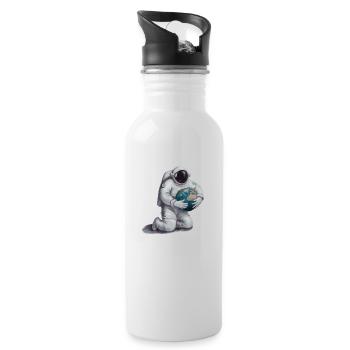 Astronaut mit Erdkugel Geschenk für Astronauten - Trinkflasche mit integriertem Trinkhalm - Weiß - Rechts