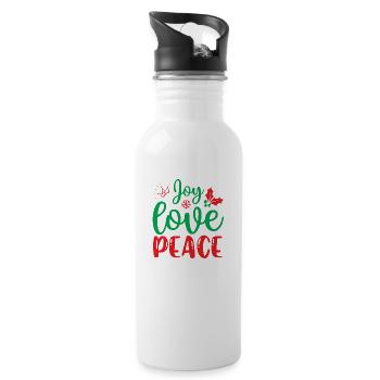 Joy love peace - humour noël - Gourde avec paille intégrée - blanc - Droite