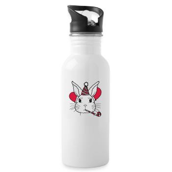 Birthday Child Rabbit Tröte Party Hat - Water bottle with straw - white - Right